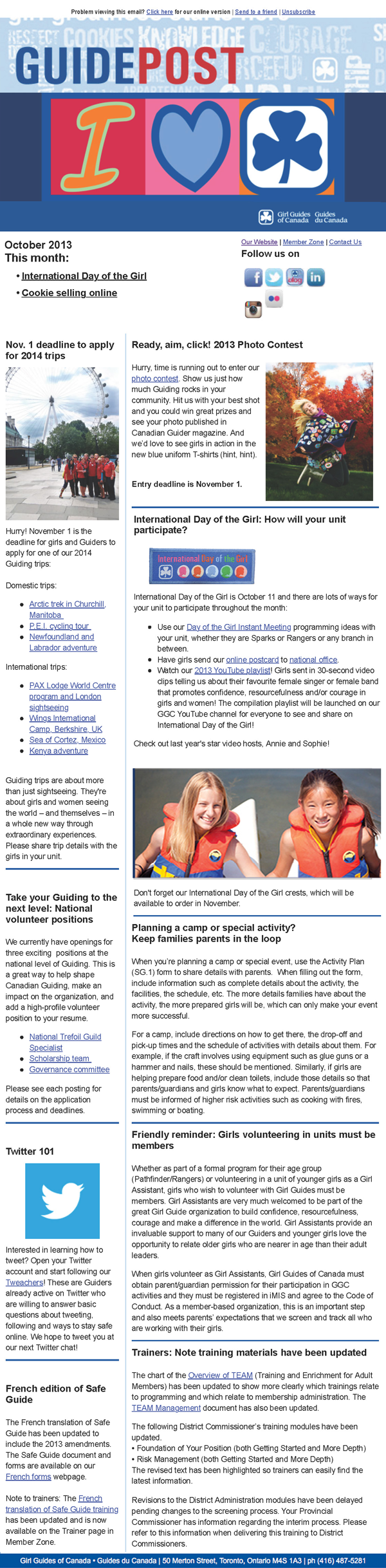 GuidePost newsletter for desktop computer viewing