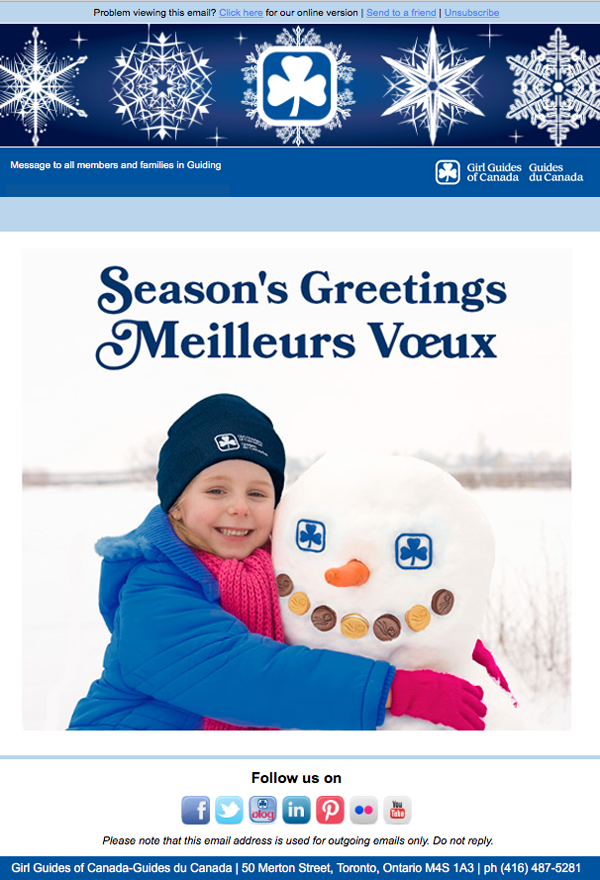 Girl Guides' Holiday E-Card 2014